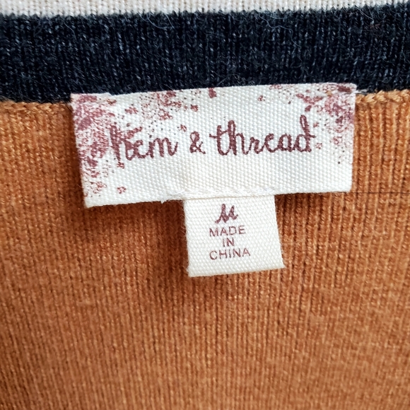 Hem & Thread Camel Black and White Open Front Cardigan M - Picture 4 of 5